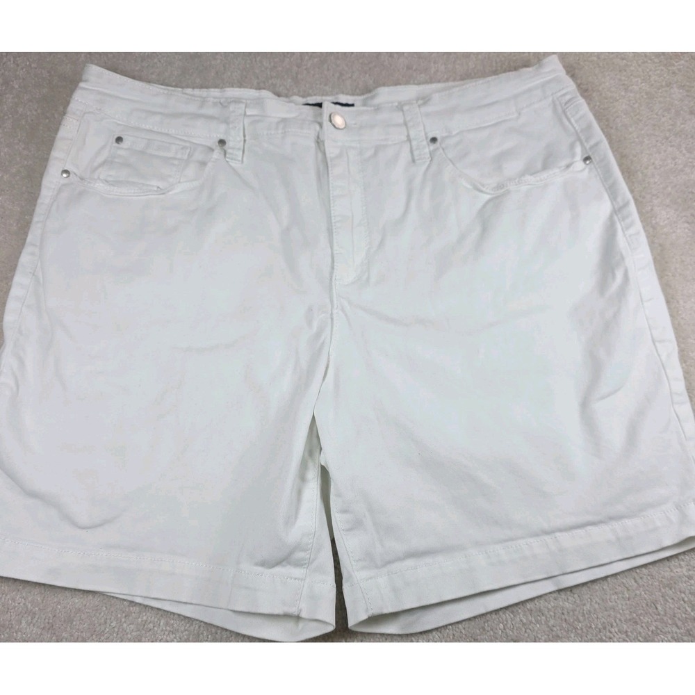 Charter Club Shorts Womens 16 White Denim Stretch Flat Front 5-Pocket Outdoor